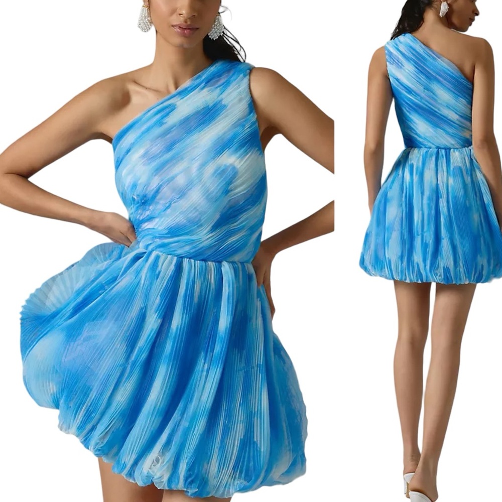 HUTCH ONE SHOULDER BLUE BUBBLE DRESS SIZE 10P NEW